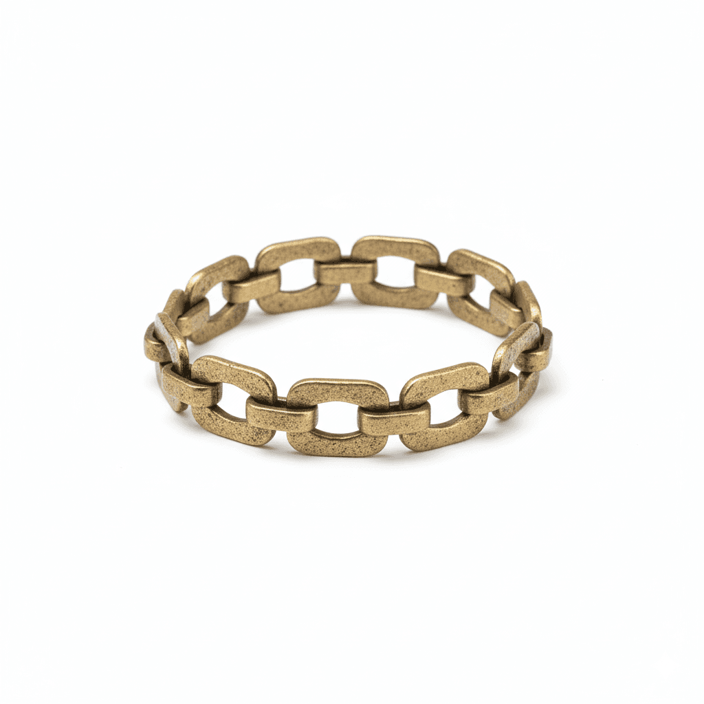 Chunky gold chain bracelet isolated on pure white background